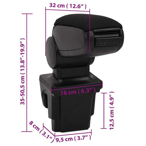 Armlæn til bil 16x32x(35-50,5) cm ABS sort