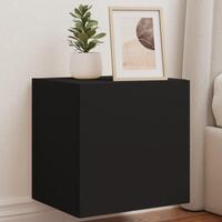 Væghængt tv-bord med LED-lys 40,5x35x40 cm sort