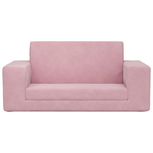 2-personers sofa til børn blødt plys pink
