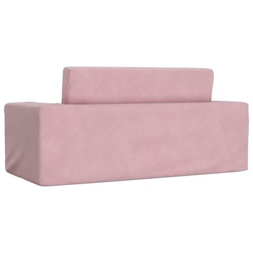2-personers sofa til børn blødt plys pink