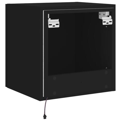 Væghængt tv-bord med LED-lys 40,5x35x40 cm sort
