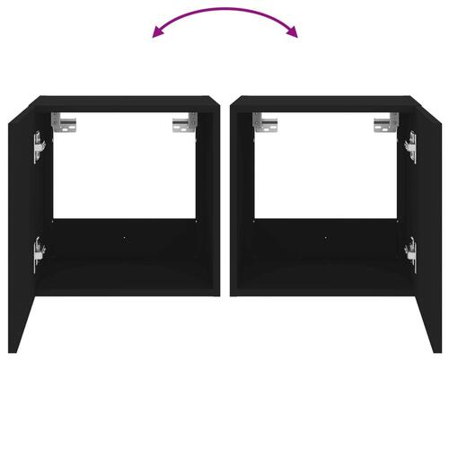 Væghængt tv-bord med LED-lys 40,5x35x40 cm sort