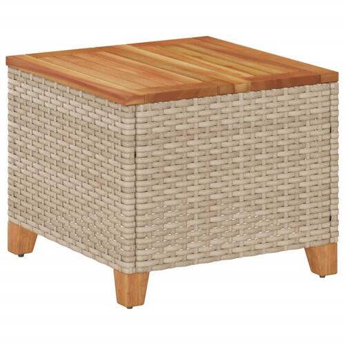 Havebord 45x45x37 cm polyrattan og akacietræ beige