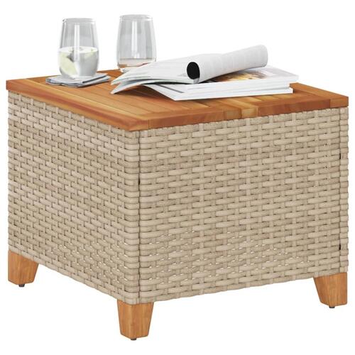 Havebord 45x45x37 cm polyrattan og akacietræ beige