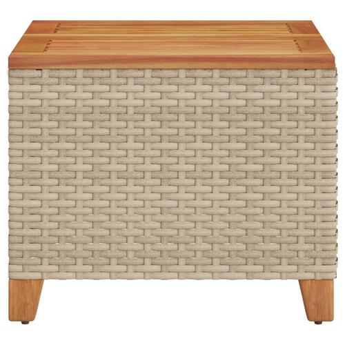 Havebord 45x45x37 cm polyrattan og akacietræ beige