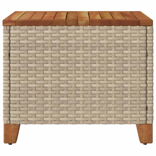 Havebord 45x45x37 cm polyrattan og akacietræ beige