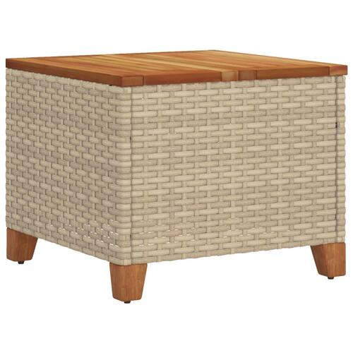 Havebord 45x45x37 cm polyrattan og akacietræ beige