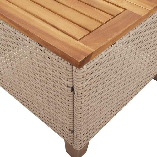 Havebord 45x45x37 cm polyrattan og akacietræ beige