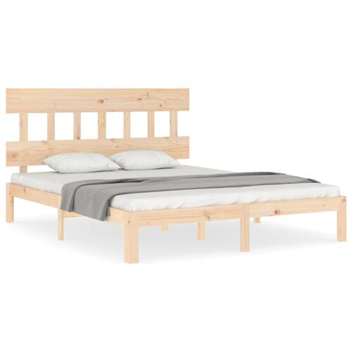 Sengeramme med sengegavl kingsize massivt træ
