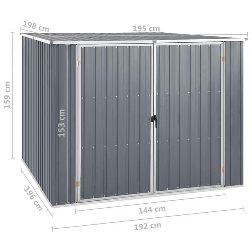 Haveskur 195x198x159 cm galvaniseret stål grå