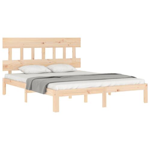 Sengeramme med sengegavl kingsize massivt træ