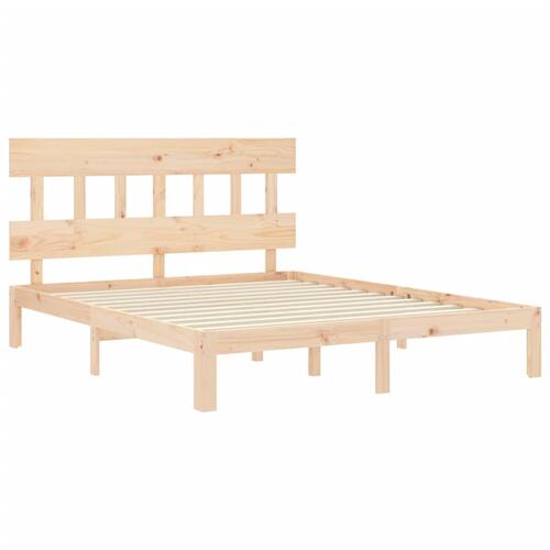 Sengeramme med sengegavl kingsize massivt træ