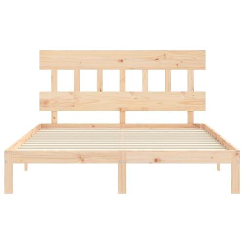 Sengeramme med sengegavl kingsize massivt træ