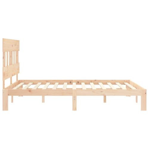 Sengeramme med sengegavl kingsize massivt træ