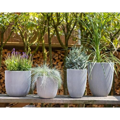 Capi plantekrukke Groove 35x34 cm elfenbensfarvet
