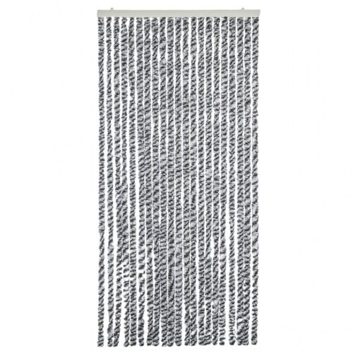 Flueforhæng 90×220 cm i chenille - grå/sort/hvid dørgardin