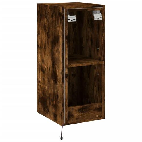Væghængte tv-borde 2 stk. med LED-lys 30,5x35x70 cm røget eg