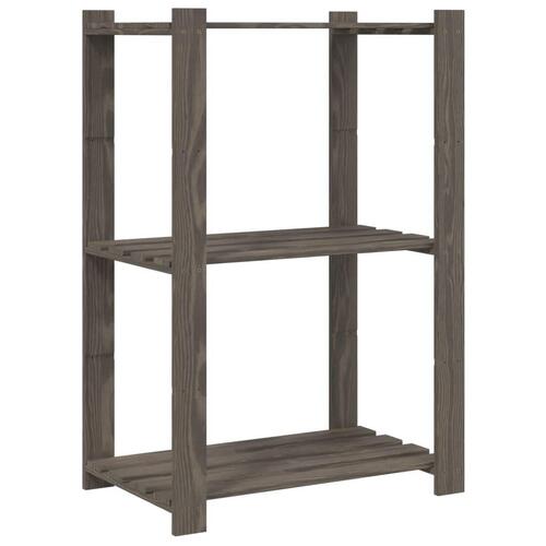 Opbevaringsreol 3 hylder 60x38x90 cm massivt fyrretræ grå