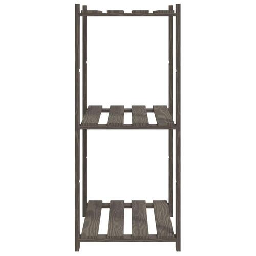 Opbevaringsreol 3 hylder 60x38x90 cm massivt fyrretræ grå
