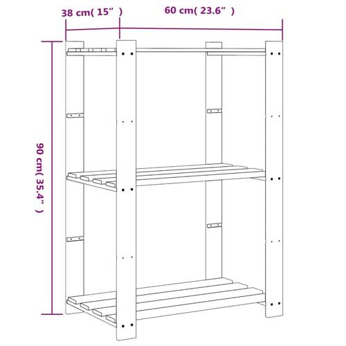 Opbevaringsreol 3 hylder 60x38x90 cm massivt fyrretræ grå