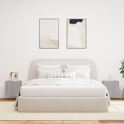 Væghængte tv-borde 2 stk. LED-lys 40,5x35x40 cm grå sonoma-eg