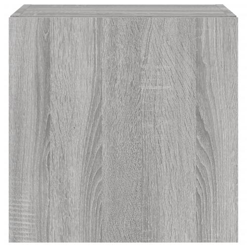 Væghængte tv-borde 2 stk. LED-lys 40,5x35x40 cm grå sonoma-eg