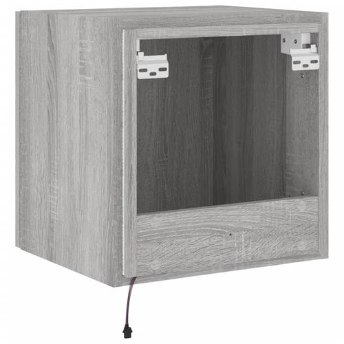 Væghængte tv-borde 2 stk. LED-lys 40,5x35x40 cm grå sonoma-eg