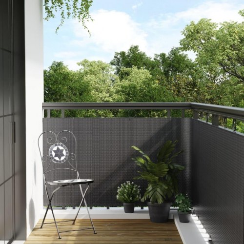Altanafskærmning 500 × 90 cm i polyrattan - antracitgrå