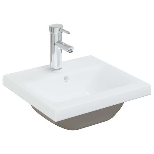Indbygget håndvask med hane 42x39x18 cm keramisk hvid