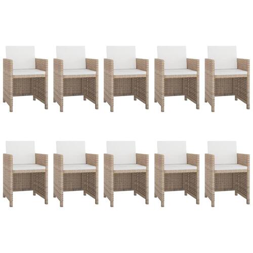Udendørs spisebordssæt 9 dele med hynder polyrattan beige