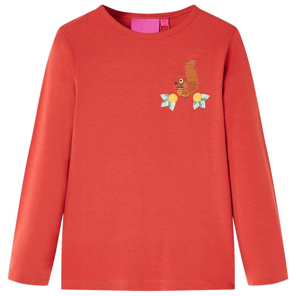 Langærmet T-shirt til børn str. 92 rød billede