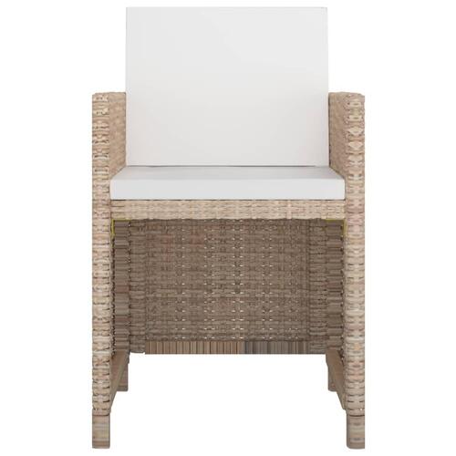Udendørs spisebordssæt 9 dele med hynder polyrattan beige