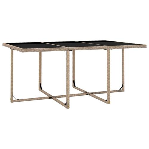 Udendørs spisebordssæt 9 dele med hynder polyrattan beige