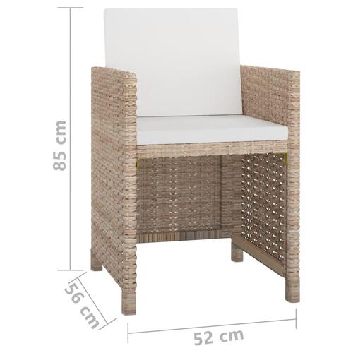 Udendørs spisebordssæt 9 dele med hynder polyrattan beige