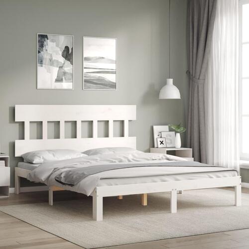 Sengeramme uden madras 160x200 cm massivt fyrretræ hvid