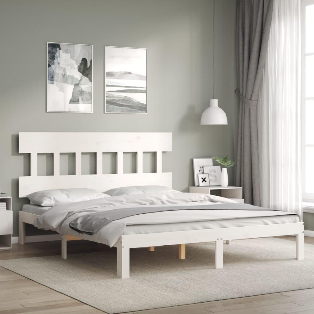 Sengeramme uden madras 160x200 cm massivt fyrretræ hvid