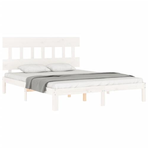 Sengeramme uden madras 160x200 cm massivt fyrretræ hvid