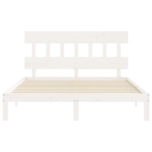 Sengeramme uden madras 160x200 cm massivt fyrretræ hvid
