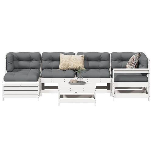 Sofasæt til haven 7 dele massivt fyrretræ hvid