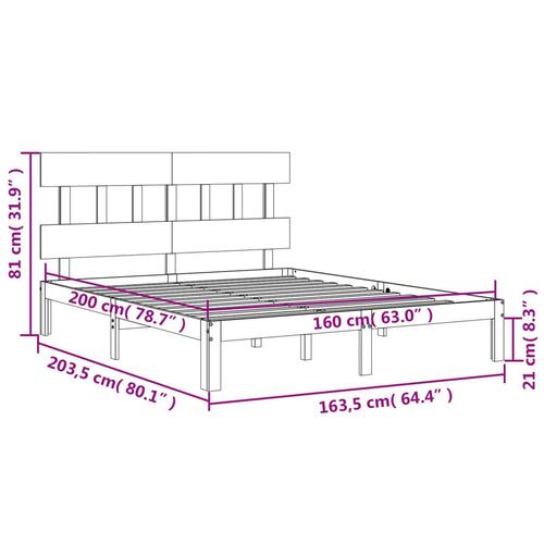Sengeramme uden madras 160x200 cm massivt fyrretræ hvid