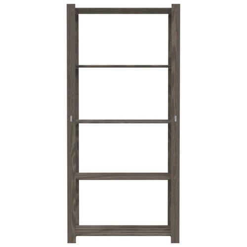 Opbevaringsreol 5 hylder 80x38x170 cm massivt fyrretræ grå