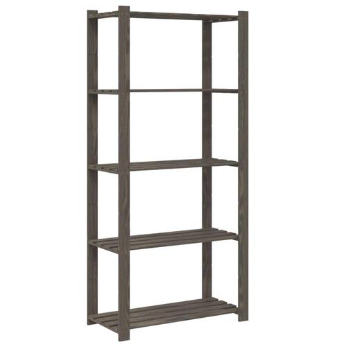 Opbevaringsreol 5 hylder 80x38x170 cm massivt fyrretræ grå