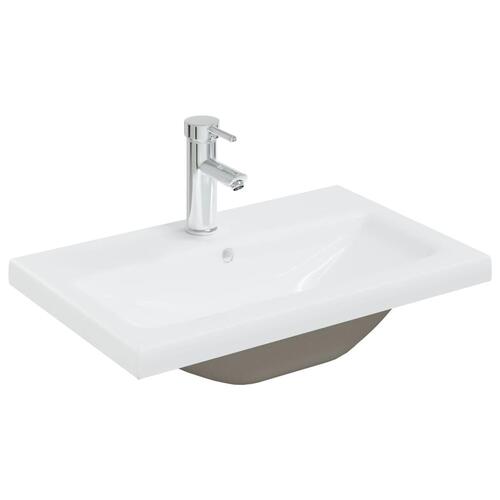 Indbygget håndvask med hane 61x39x18 cm keramisk hvid