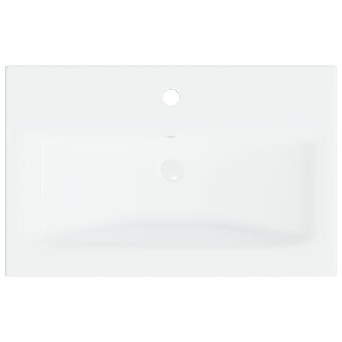 Indbygget håndvask med hane 61x39x18 cm keramisk hvid