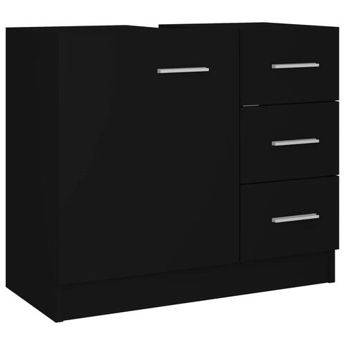 Underskab til håndvask 63x30x54 cm konstrueret træ sort