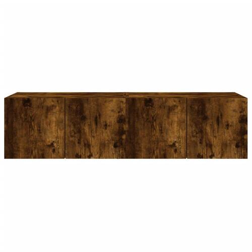 Væghængte tv-borde 2 stk. med LED-lys 60x35x31 cm røget eg