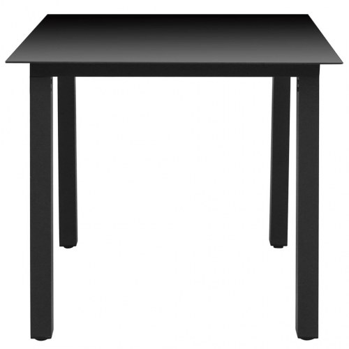 Havebord 80x80x74 cm glas og aluminium sort