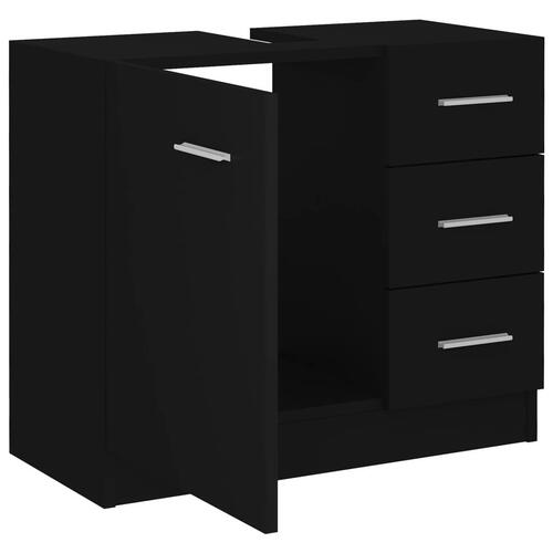 Underskab til håndvask 63x30x54 cm konstrueret træ sort