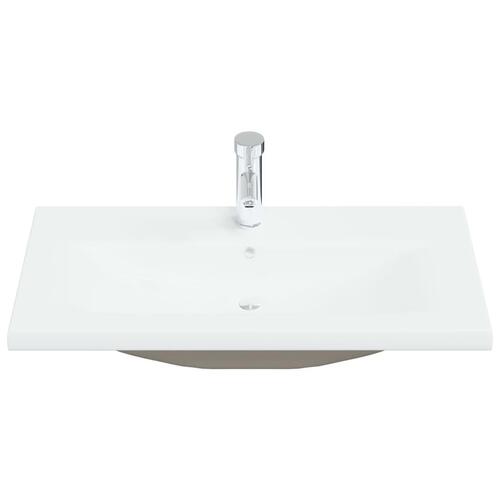 Indbygget håndvask med hane 81x39x18 cm keramisk hvid