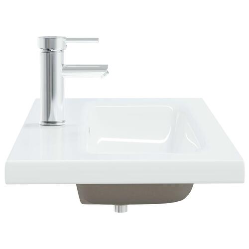 Indbygget håndvask med hane 81x39x18 cm keramisk hvid